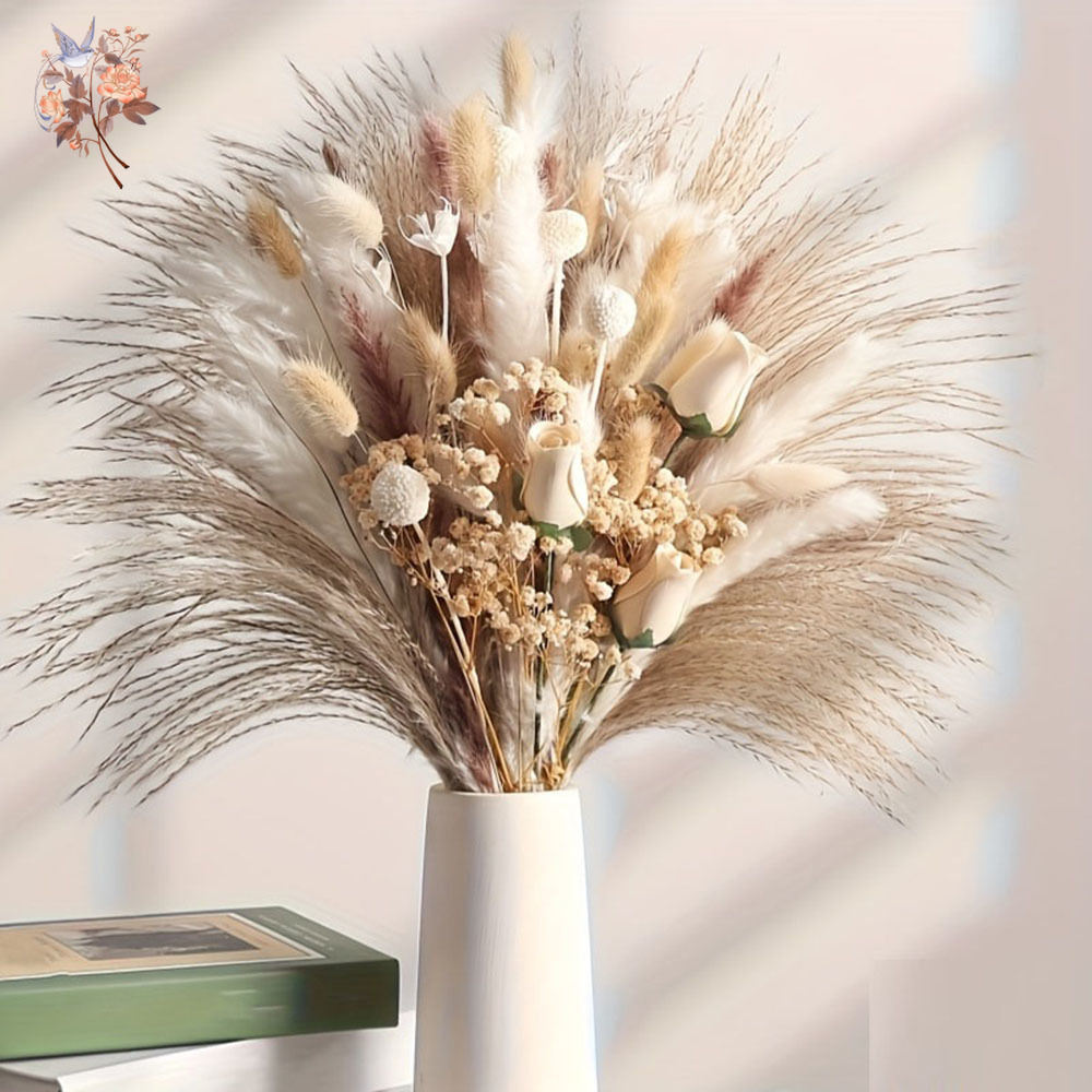 80Pcs Artificial Dried Flowers - Pampas Grass Decor 评论和价格