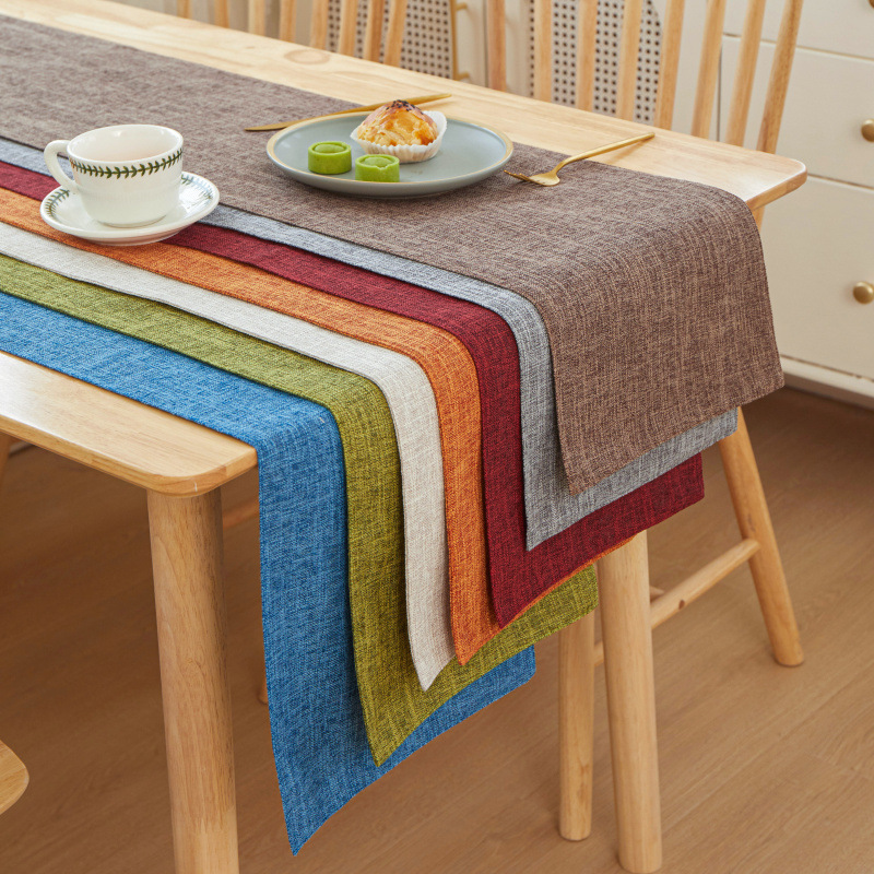 New Thick Linen Solid Color Li - Linen Table Runner 评论和价格