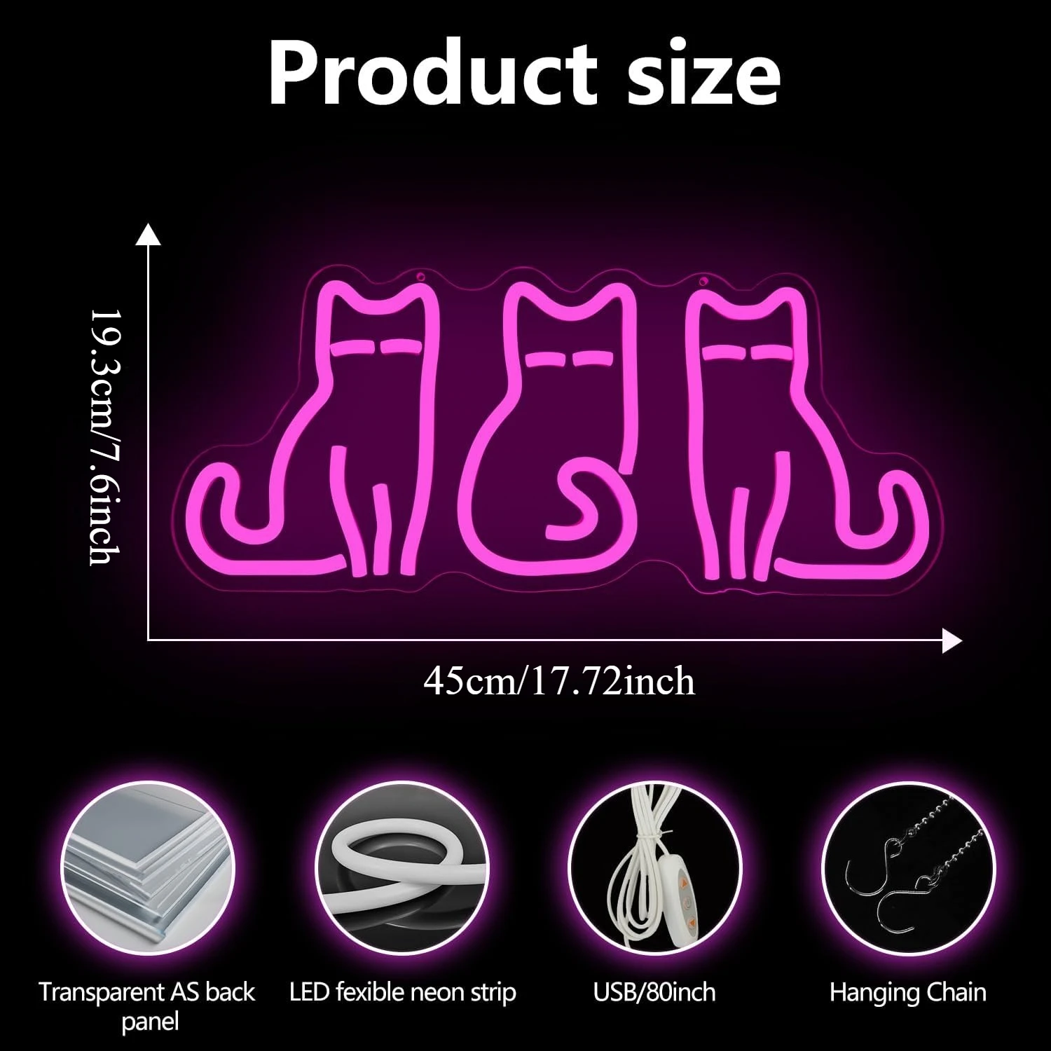 Cats Neon Sign USB LED Neon Li - Home Decor Theme 评论和价格
