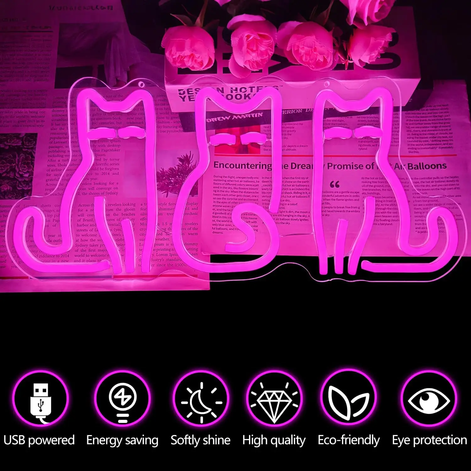 Cats Neon Sign USB LED Neon Li - Home Decor Theme 评论和价格