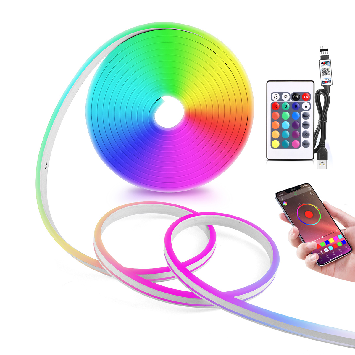 5V USB RGB Neon LED Strip Ligh - Home Decor Free App 评论和价格