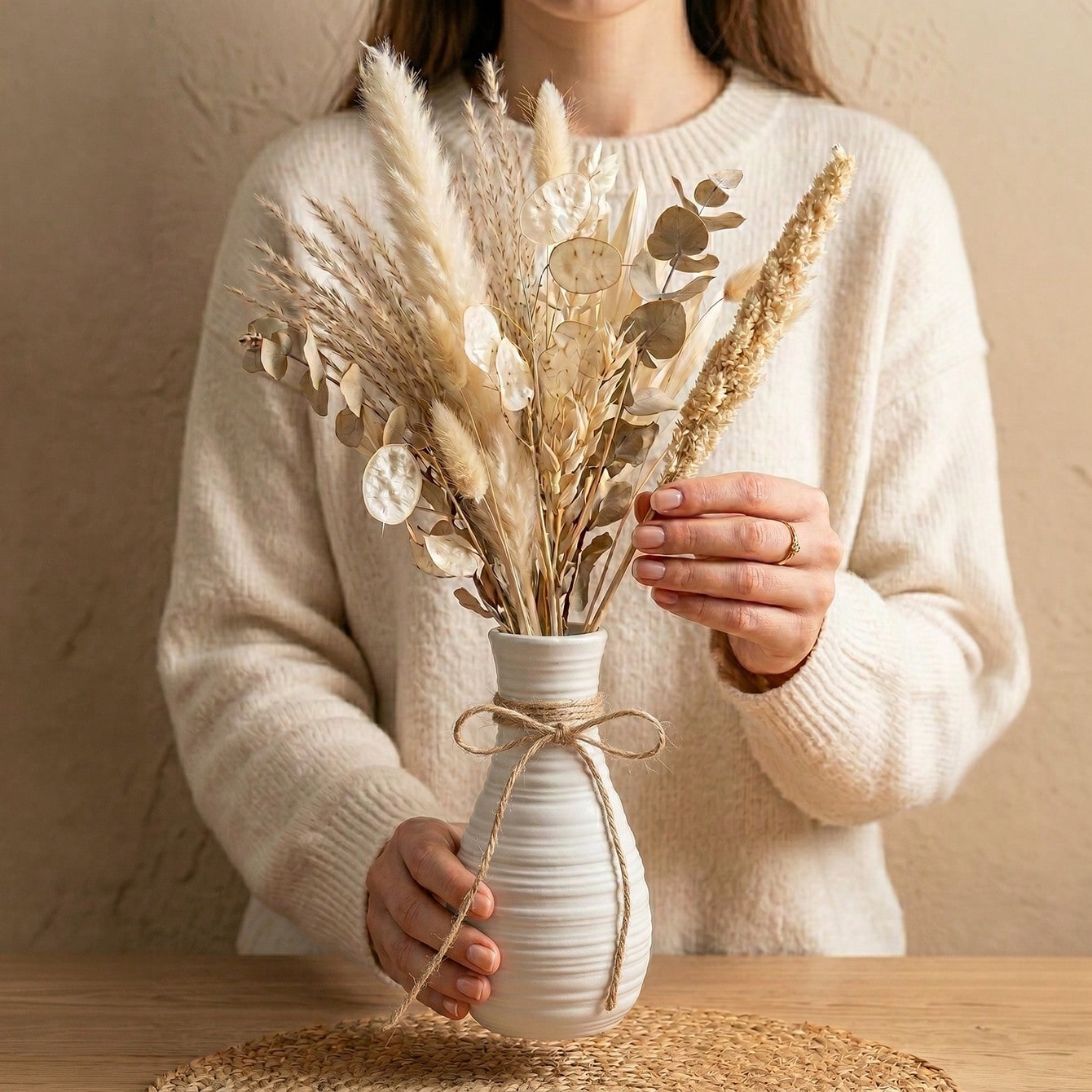 1pc Boho Horizontal Ridged Wai - Pampas Grass Decor 评论和价格
