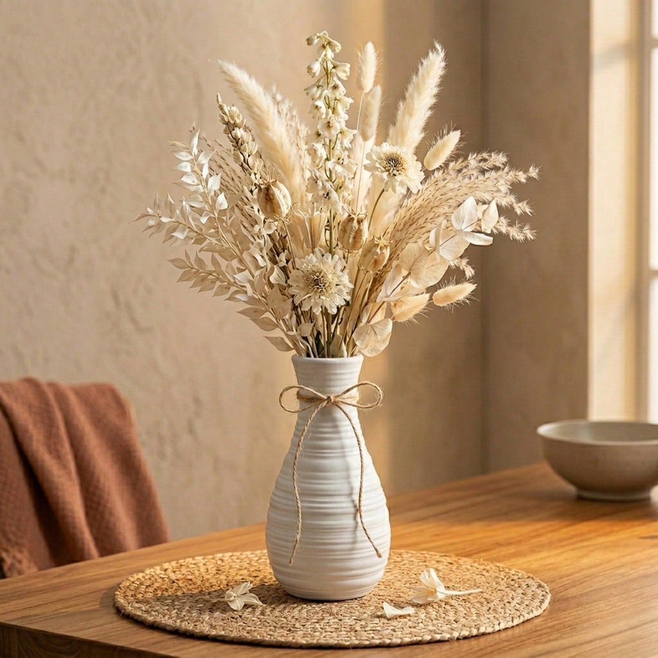 1pc Boho Horizontal Ridged Wai - Pampas Grass Decor 评论和价格