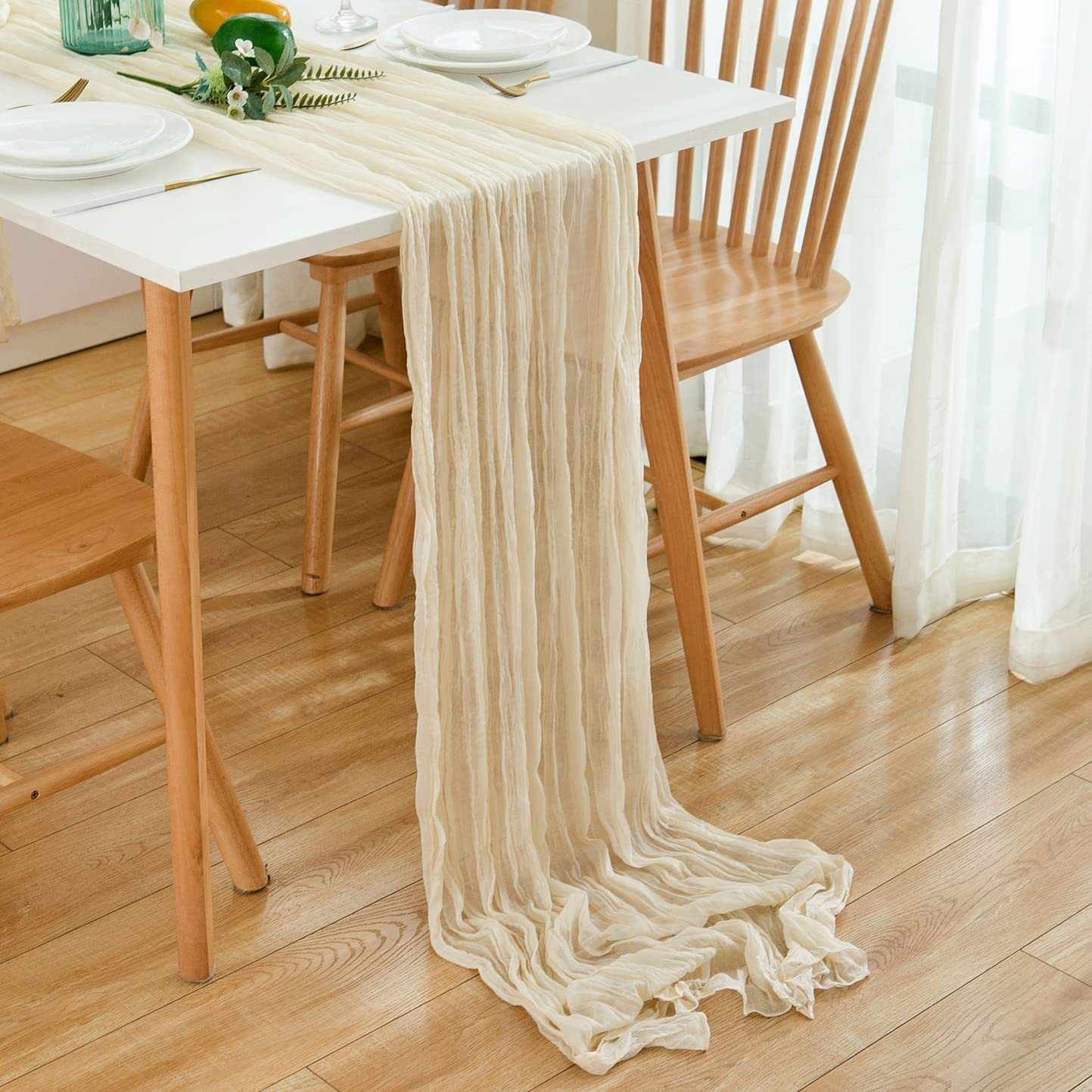Wrinkle Gauze Table Runner Che - Linen Table Runner 评论和价格