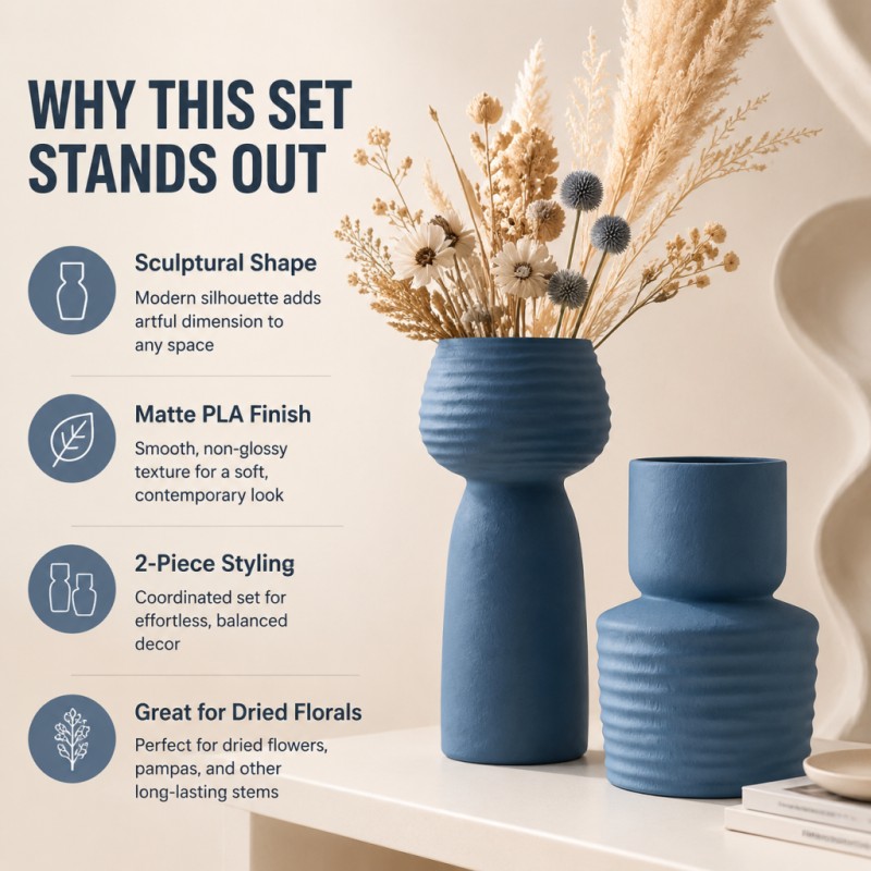 2Pcs Rough Wavy Textured Blue  - Pampas Grass Decor 评论和价格