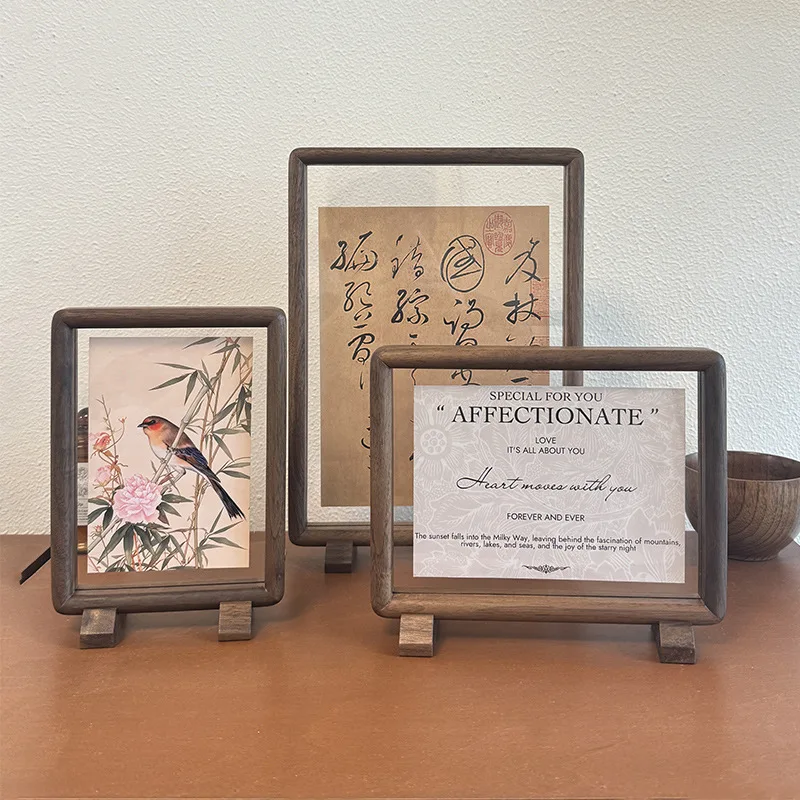 Premium Solid Black Walnut Dou - Bamboo Photo Frame 评论和价格
